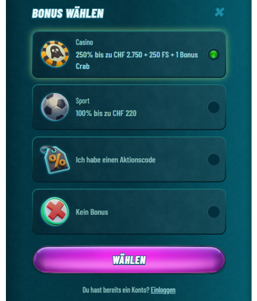 Caspero Registrierung